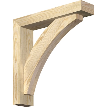Ekena Millwork Thorton Block Rough Sawn Bracket w/ Offset Brace, Douglas Fir, 4"W x 18"D x 18"H BKT0402X18X18THR05RDF